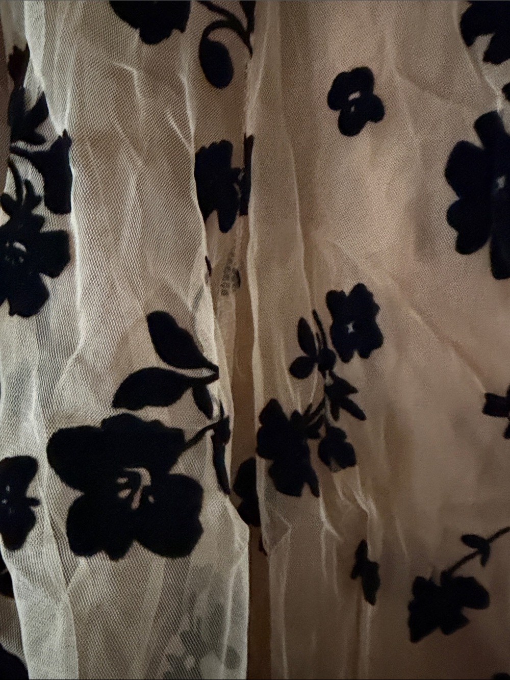 Chicwish Beige Tulle Midi Skirt with Black Floral Flock - Picture 2 of 5